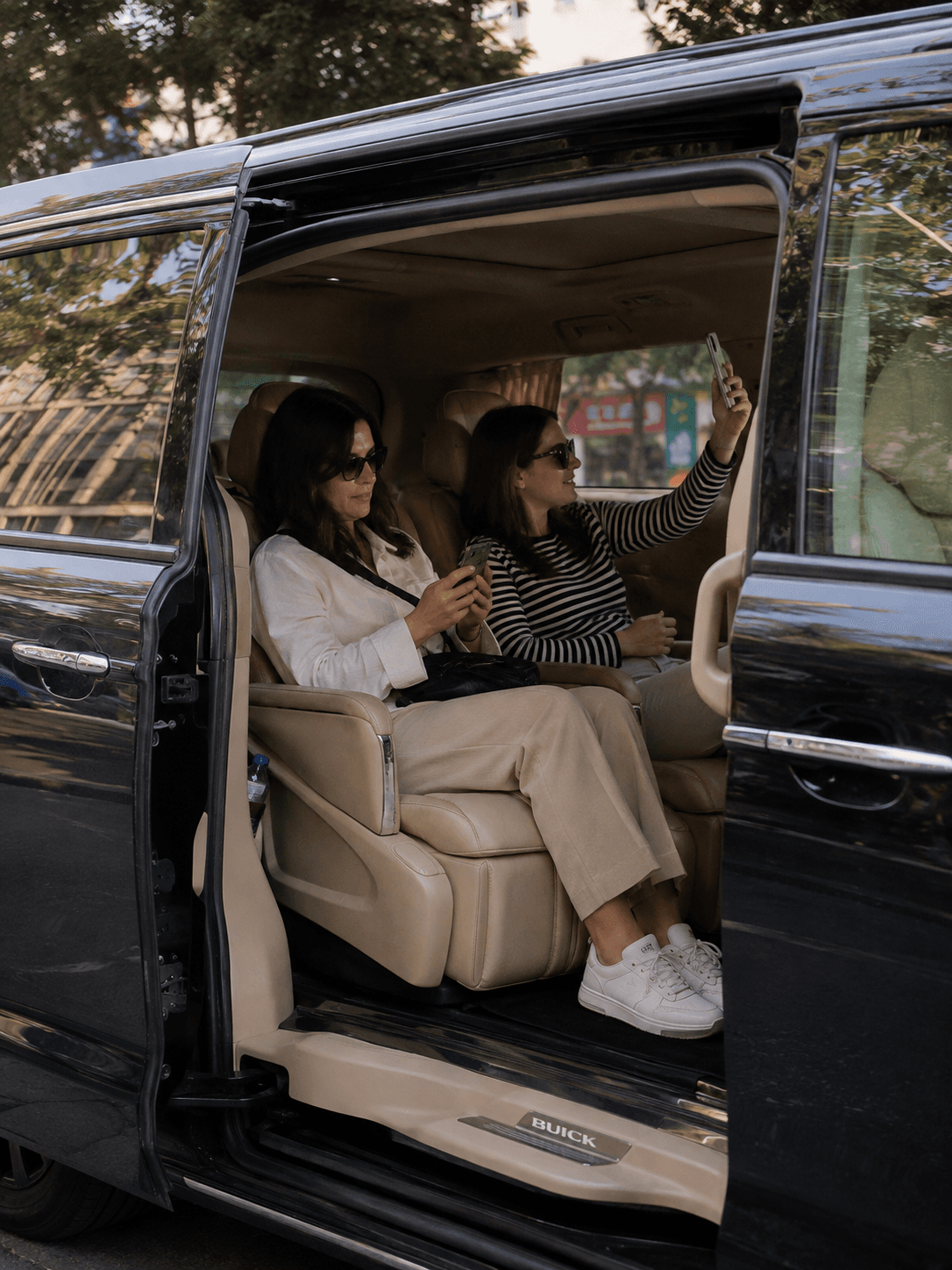 Guests seated comfortably inside their private vehicle in China