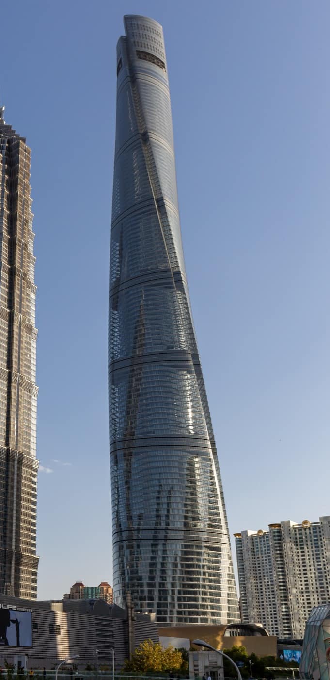 Shanghai Tower and Pudong skyline in clear light
