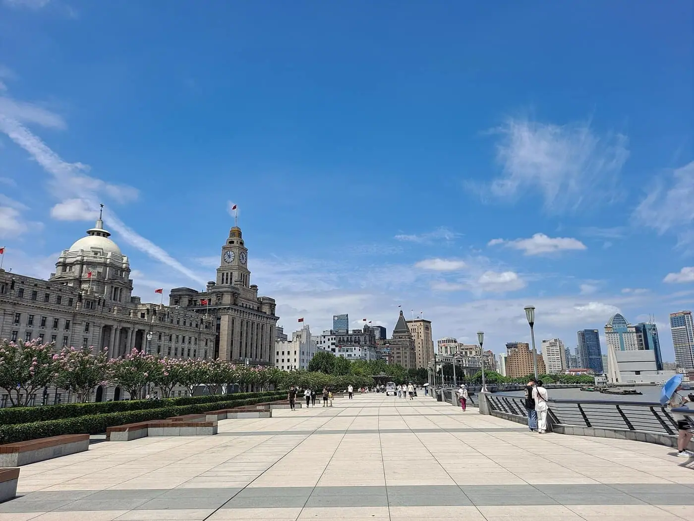 The Bund and Shanghai skyline in clear evening light