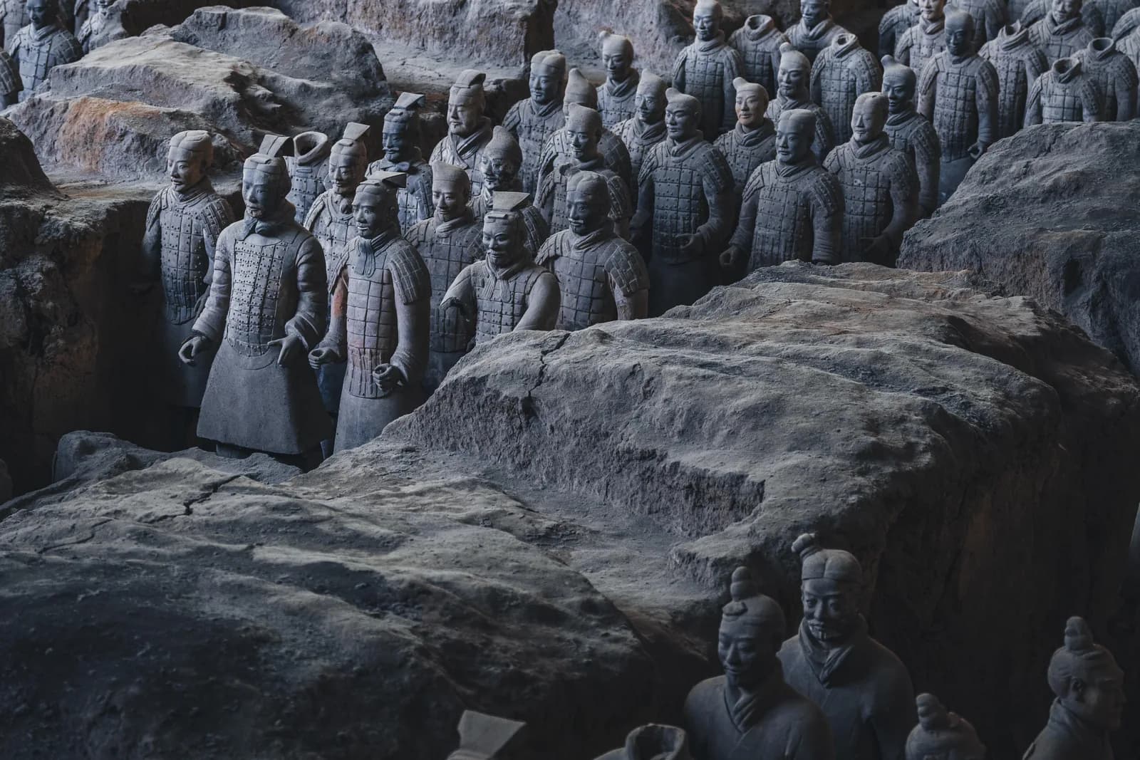 Terracotta Warriors standing in formation near Xi'an